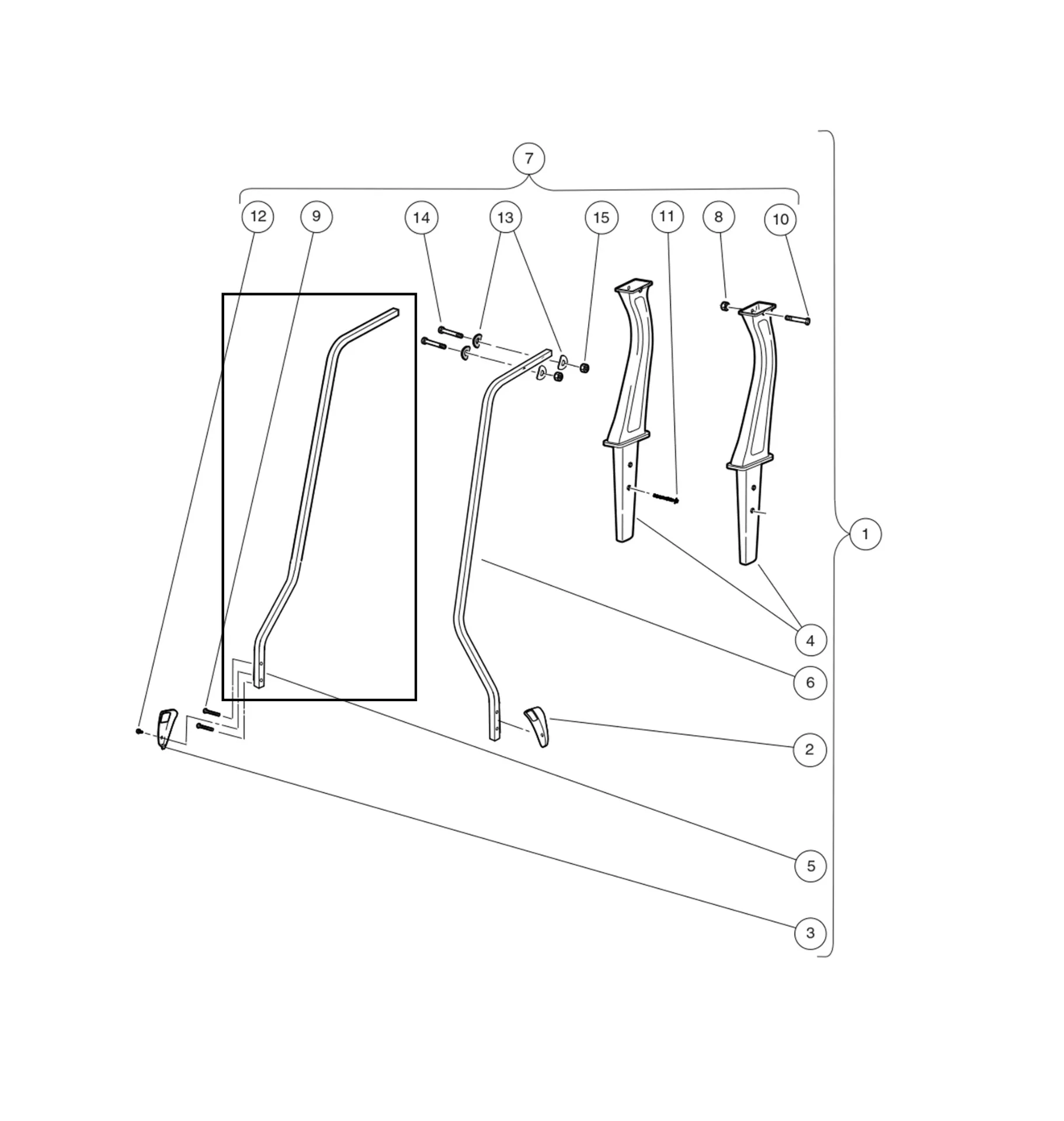 [103750001] Strut, Canopy Front, Passenger-side, Original for Clubcar