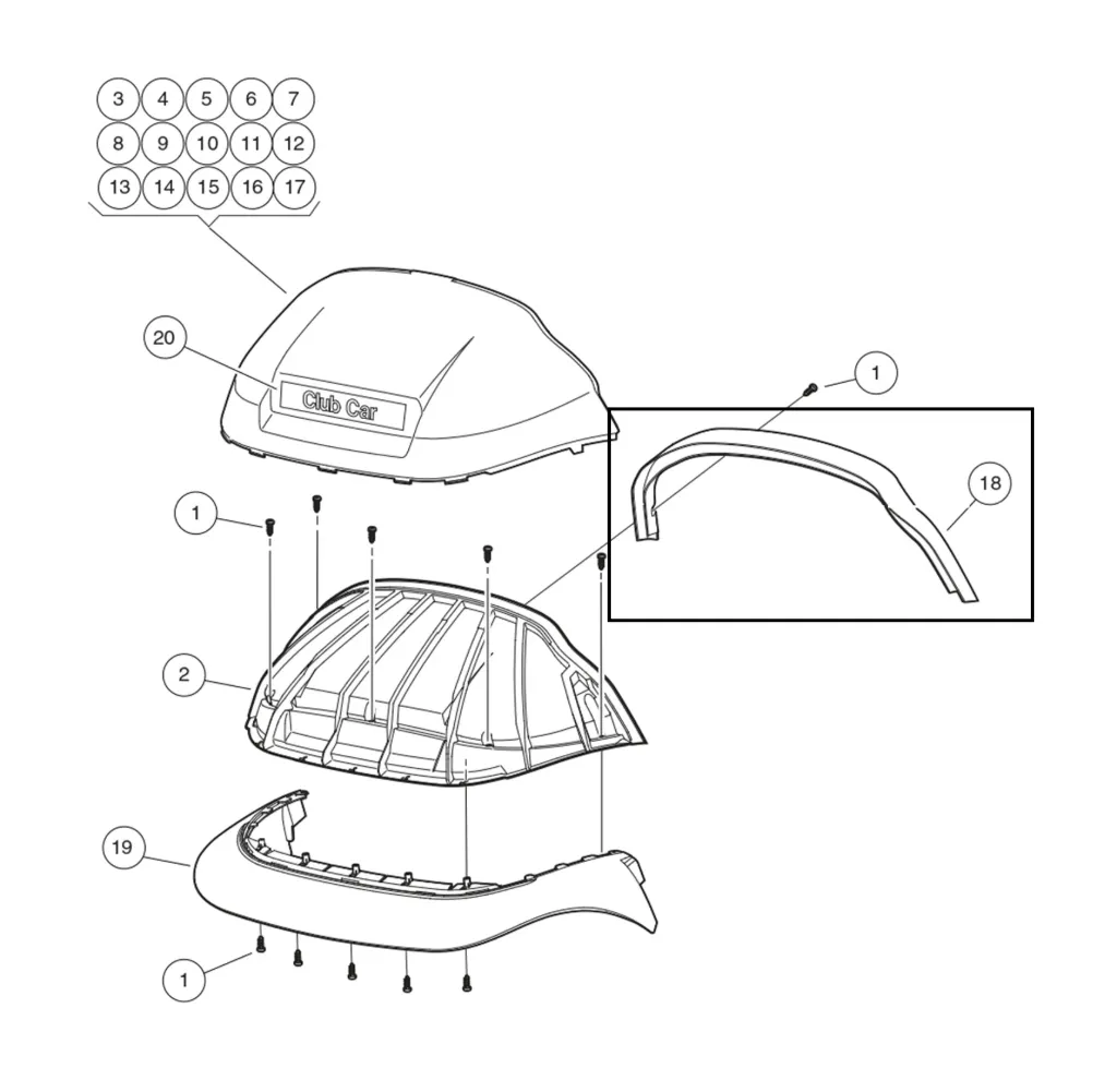 [102502501] Brow Cap , Club Car Precedent